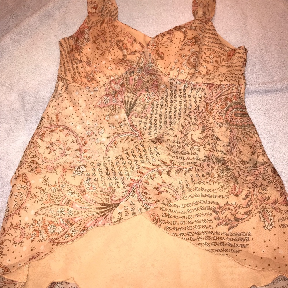 Orange paisley tank top size small